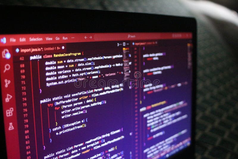 Computer Code Programming Language Coding close high resolution photo on computer laptop screen stock photography