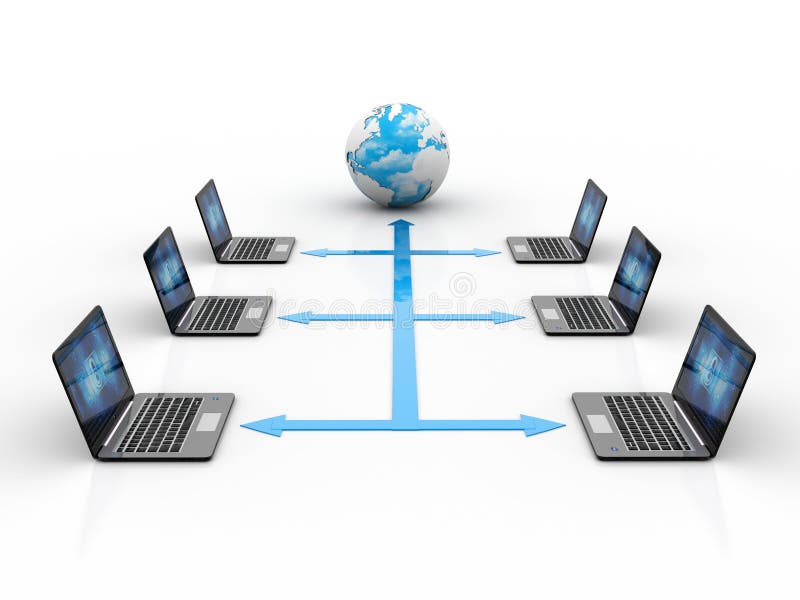 Computer Connected each other. 3d redner. 3d rendering Computer network, Global Internet Concept