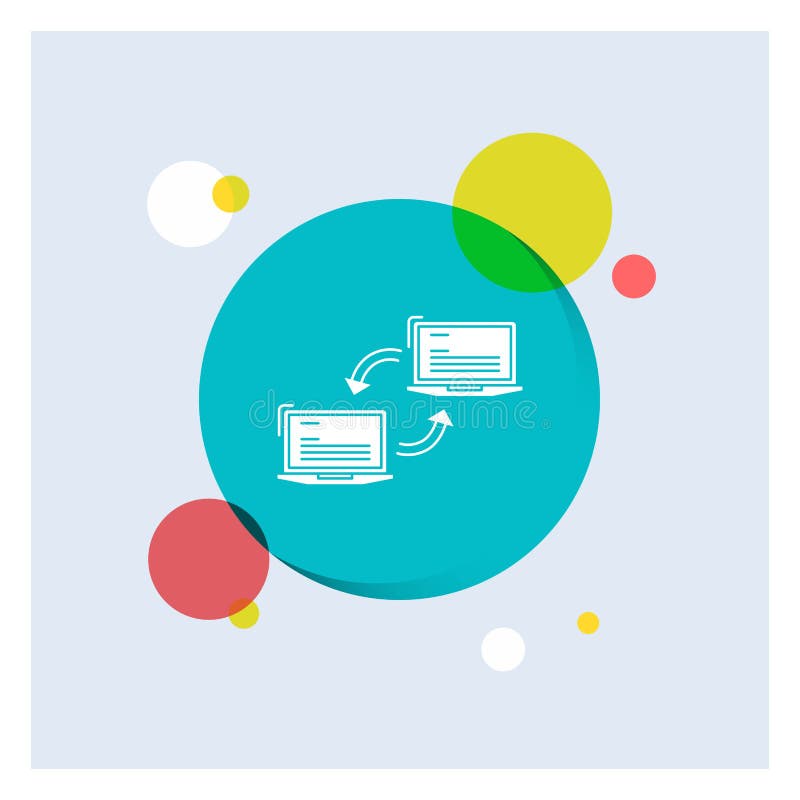Computer, connection, link, network, sync White Glyph Icon colorful Circle Background royalty free illustration Computer, connection, link, network, sync White Glyph Icon colorful Circle Background royalty free illustration