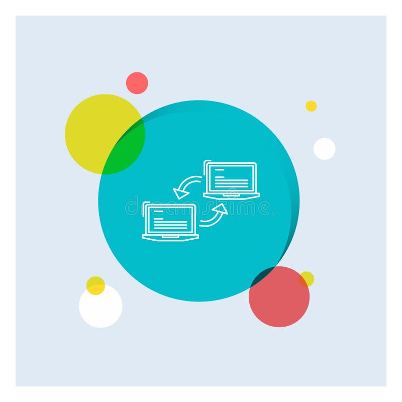 Computer, connection, link, network, sync White Line Icon colorful Circle Background stock illustration Computer, connection, link, network, sync White Line Icon colorful Circle Background stock illustration