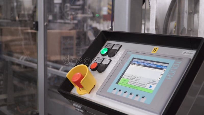 Computer controlled conveyor belt. Clip. Control Panel of industrial CNC machine in factory. Computer equipment at royalty free stock photo Computer controlled conveyor belt. Clip. Control Panel of industrial CNC machine in factory. Computer equipment at royalty free stock photo