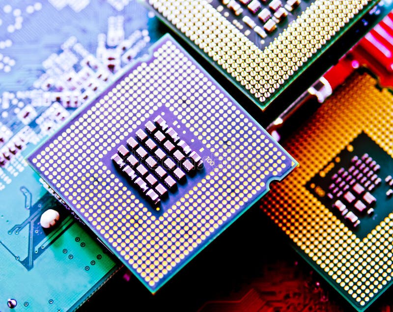 Computer cpu (central processor unit) chip stock image