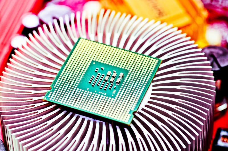 Computer cpu (central processor unit) chip stock image