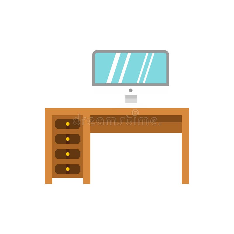 Computer desk icon, flat style royalty free illustration Computer desk icon, flat style royalty free illustration