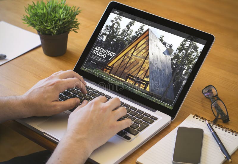 Computer Desktop Architecture Website Stock Photo - Image of firm, home