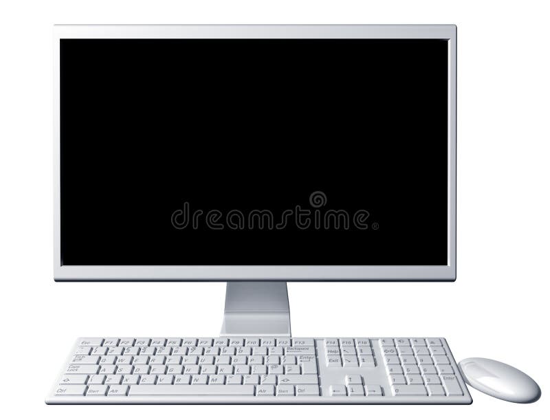 Computer desktop contemporan cu ecran gol stock illustration