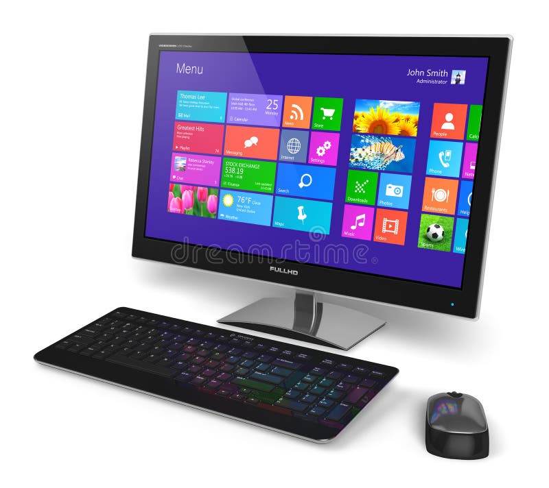 Computer desktop cu interfață cu ecran tactil stock illustration