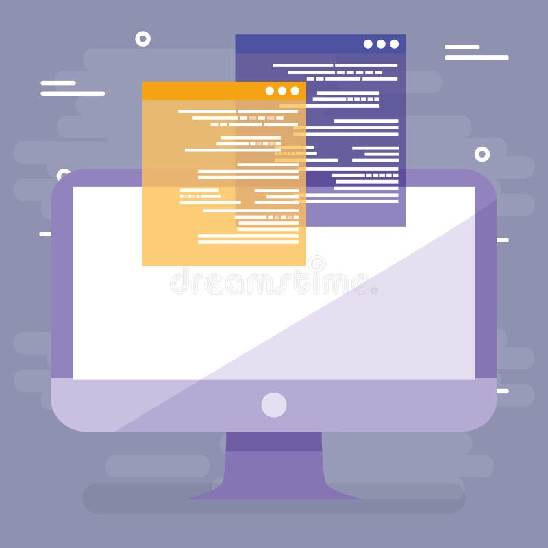 Computer Desktop with Documents Stock Vector Illustration of equipment, documents 141234191