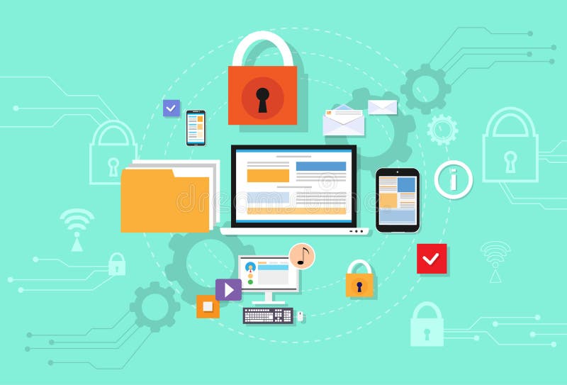 Computer Device Data Cloud Storage Security stock illustration