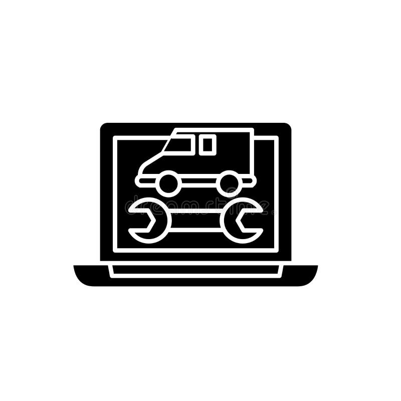 Computer Diagnostics Black Icon, Vector Sign On Isolated Background