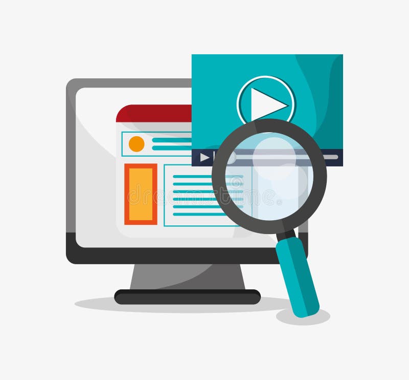 Computer and digital marketing design stock illustration