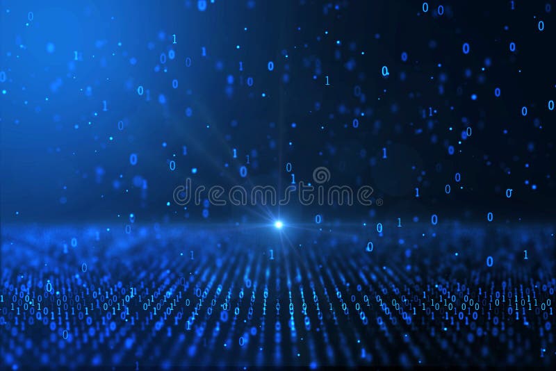 Computer digital world concept generat fundal binar albastru stock illustration