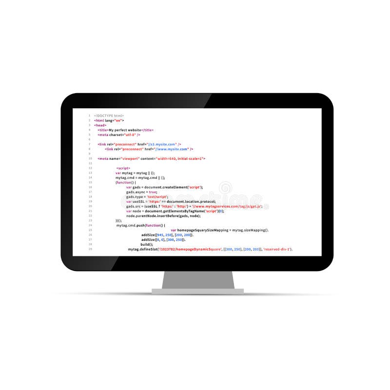 Download Computer Display With Simple Website HTML Code Stock ...