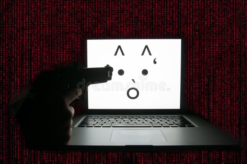Computer door ransomware wordt aangevallen die royalty-vrije stock afbeeldingen Computer door ransomware wordt aangevallen die royalty-vrije stock afbeeldingen