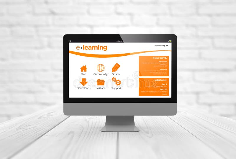 Computer e-learning royalty free illustration