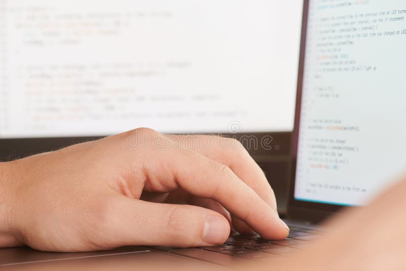 Computer engineer theme. Programmer work on script code. Computer binary code program stock images, royalty-free photos and pictures