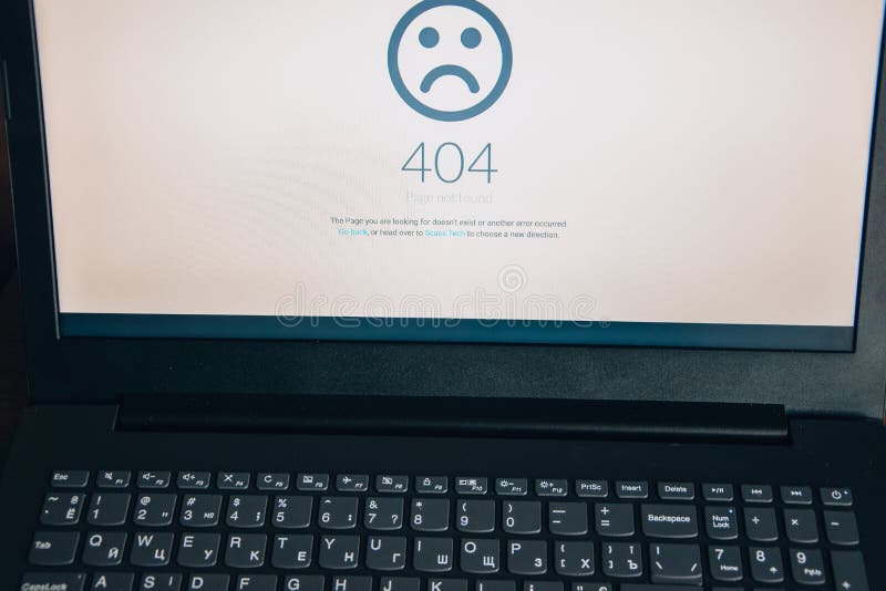 Computer 404 error failure concept. Business laptop or office notebook computer PC royalty free stock photo