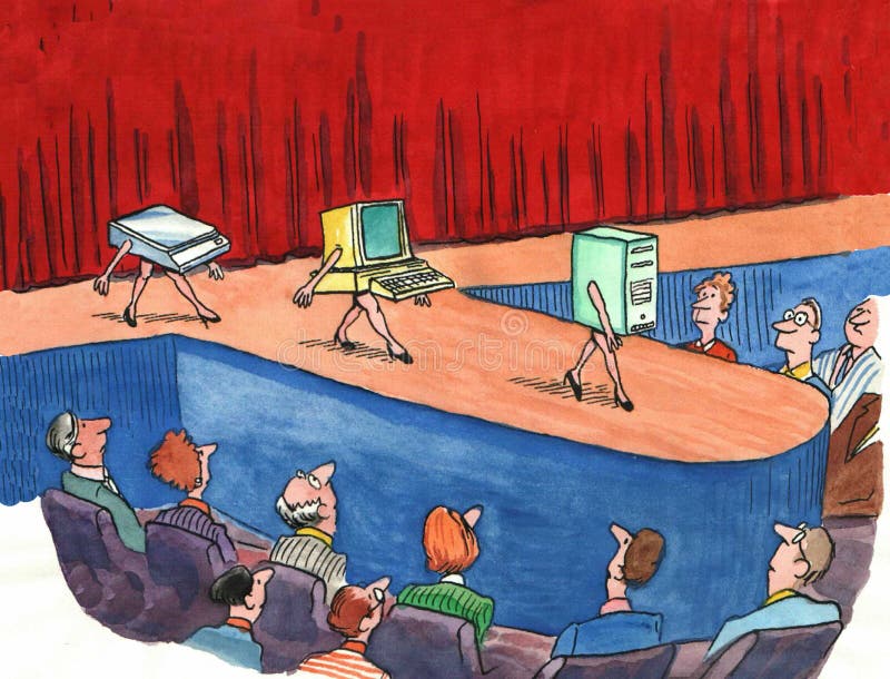 Computer fashion show is on runway stock illustration