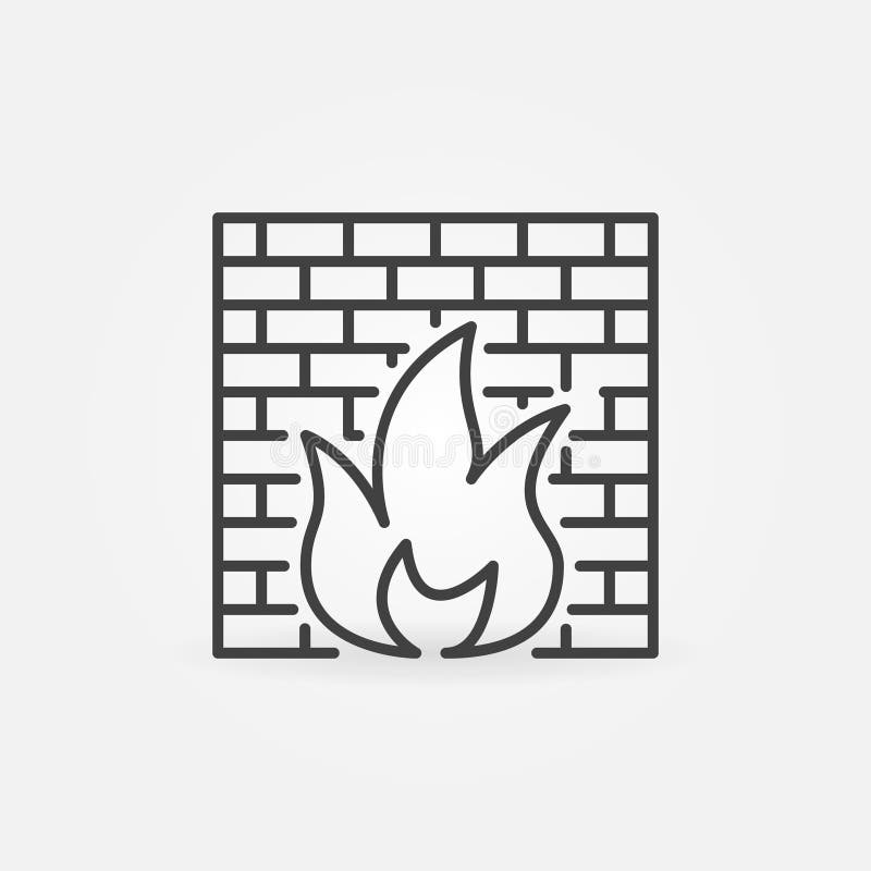 Computer firewall vector concept icon in outline style vector illustration