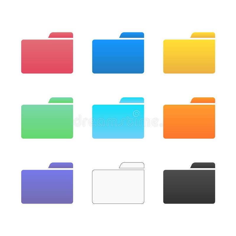 Computer Folder Icons Set - Business Data Archive Illustration Isolated ...