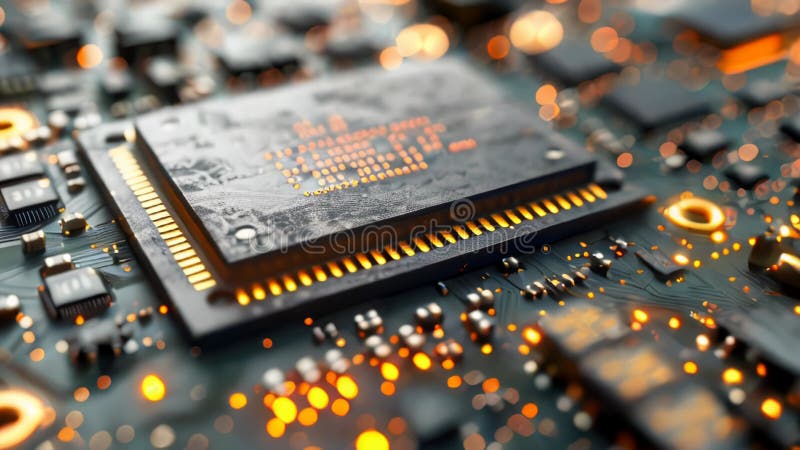 Computer futuristic high tech circuit board with microcircuits vector illustration