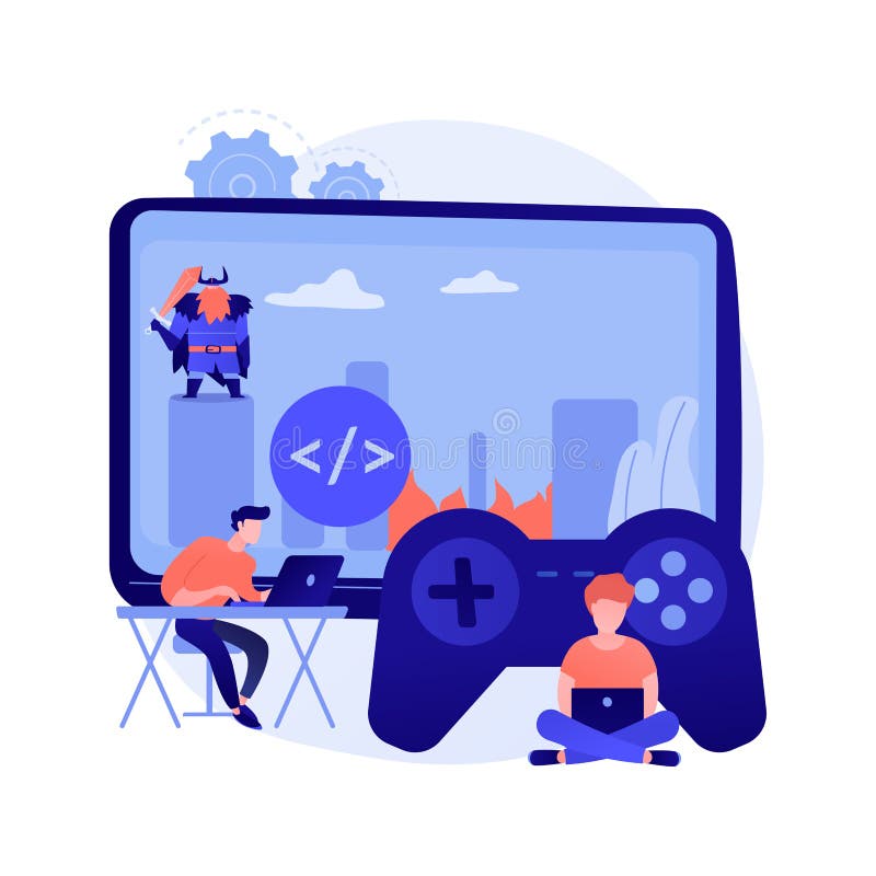 Computer games development abstract concept vector illustration. stock illustration