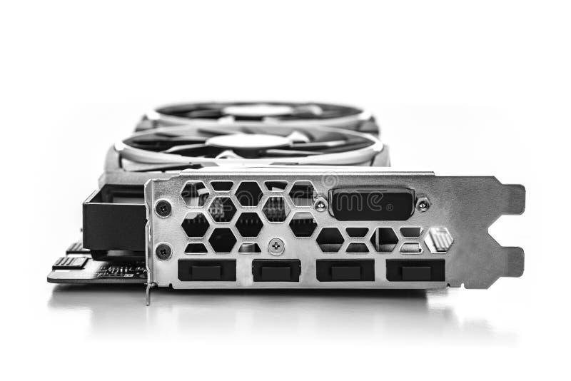 Computer Gaming Powerful Graphic Card on White. Stock Image Image of