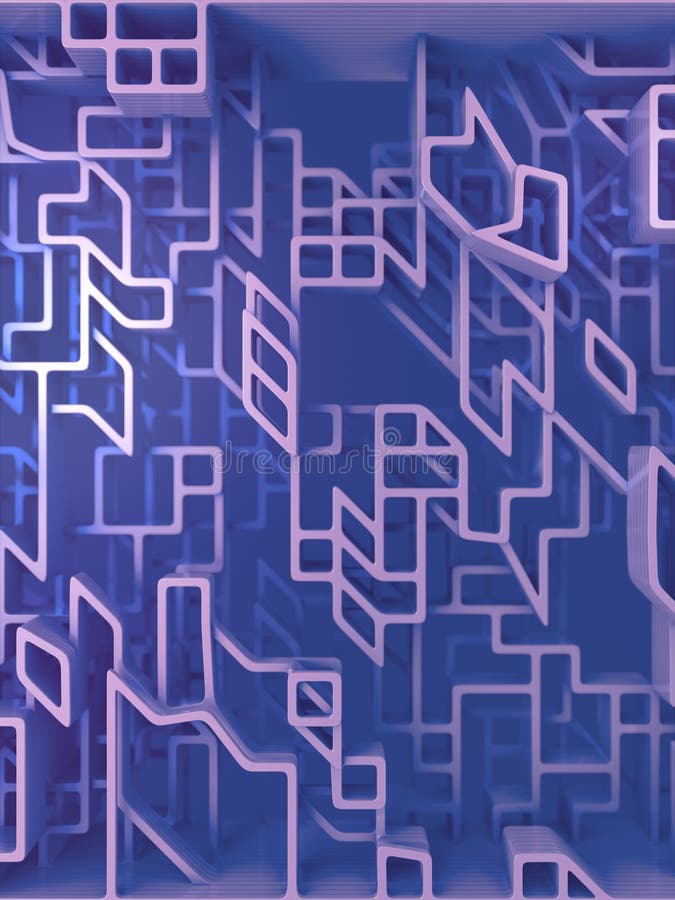 Futuristic composition of blue colored rounded shapes. Computer generated abstract design. 3D rendering illustration royalty free illustration