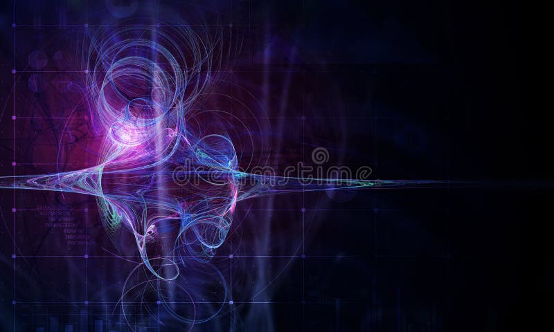 Computer generated background. Abstract multicolored spiral fractal pattern on dark backdrop