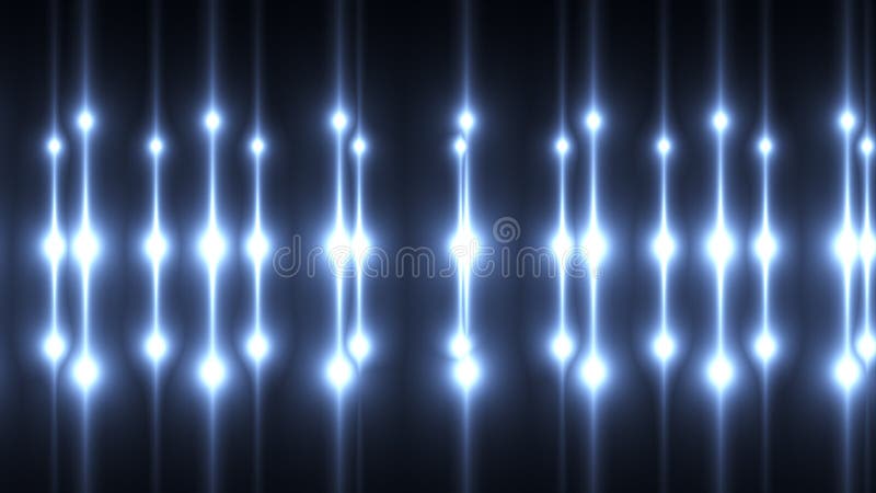 Computer generated bright flood lights background with round particles and gold glow. 3d rendering of disco backdrop stock illustration