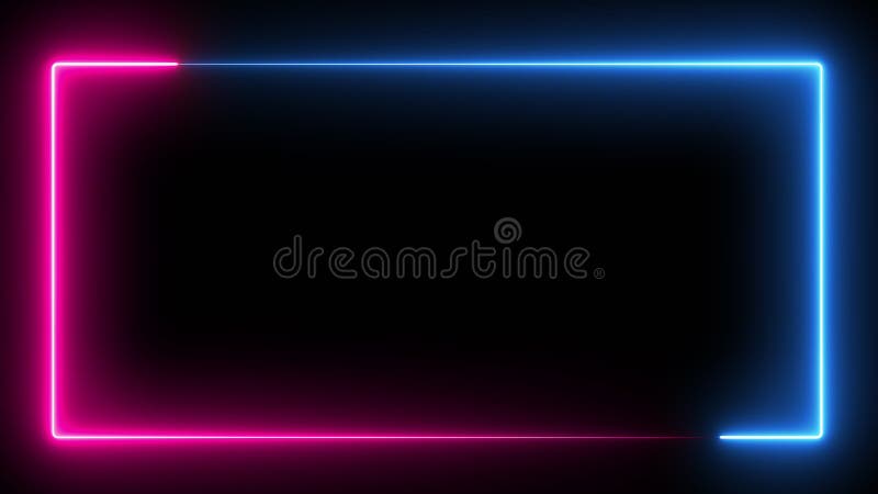 Computer generated color animation. 3D rendering neon box of blue and pink colors on a black background vector illustration
