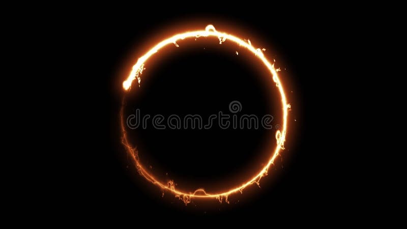 Computer generated fire ring on black background. 3d rendering of abstract fire circle