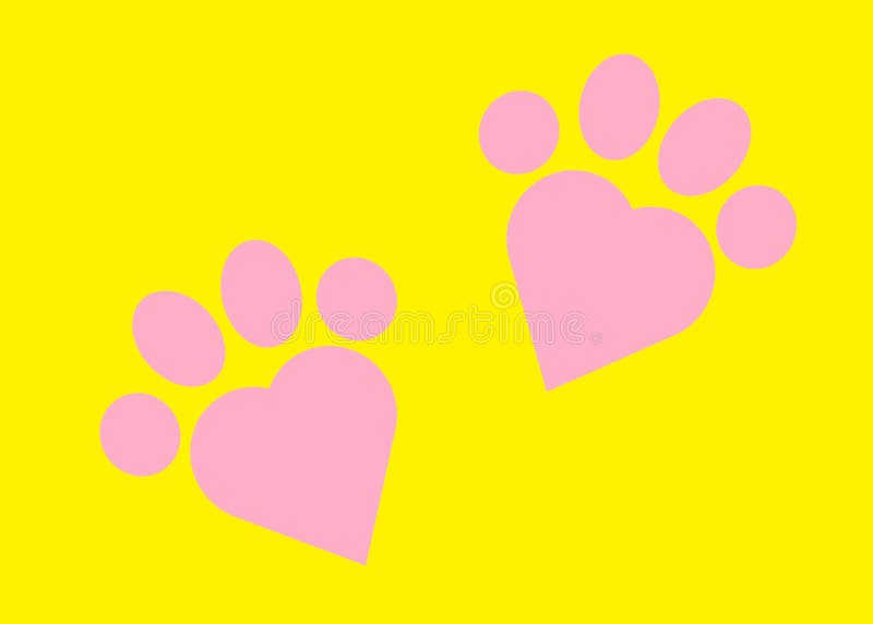 A Pair of Rose Colored Pets Outline Shape with Centre Heart Yellow Stock - Illustration of backdrop, centre: 209651148