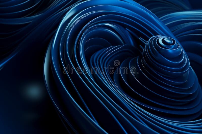 Computer generated image of blue spiral with black background and white circle in the middle of the image. Generative AI royalty free illustration