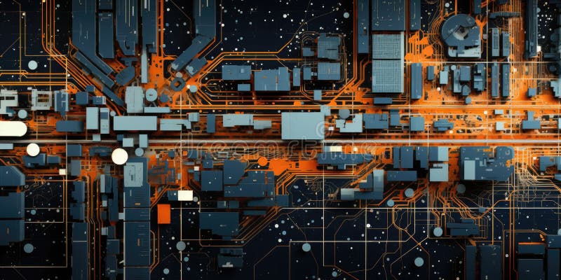 A computer generated image of a circuit board royalty free illustration