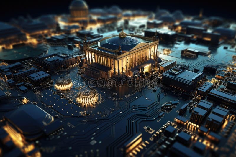 A computer generated image of a city stock illustration