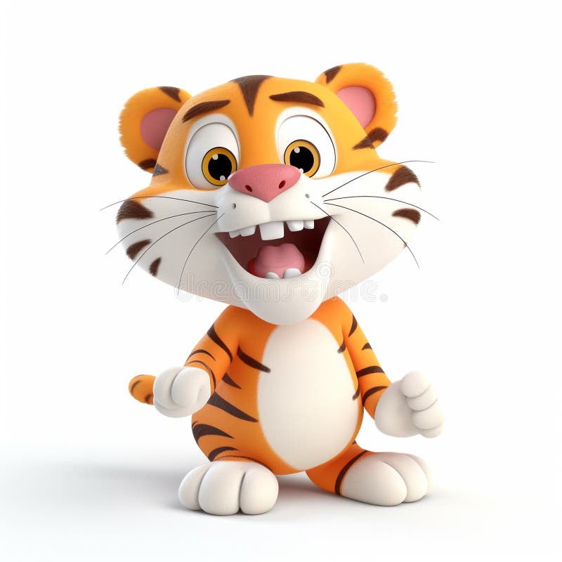 Cute Tiger Character Playful and Adorable Stock Illustration