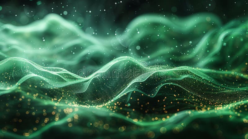 Computer Generated Image of a Green Wave stock illustration