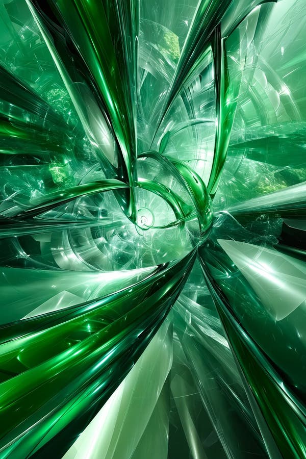 A computer generated image of a green and white spiral design. Generative AI royalty free illustration