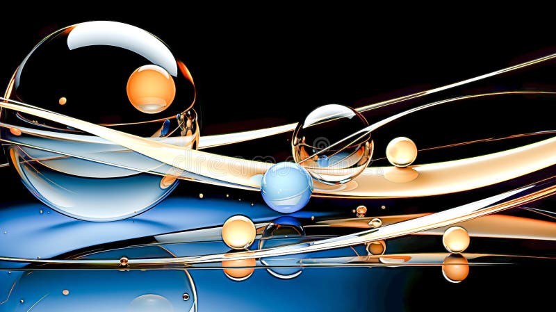 Computer generated image of group of spheres and lines. Generative AI stock illustration