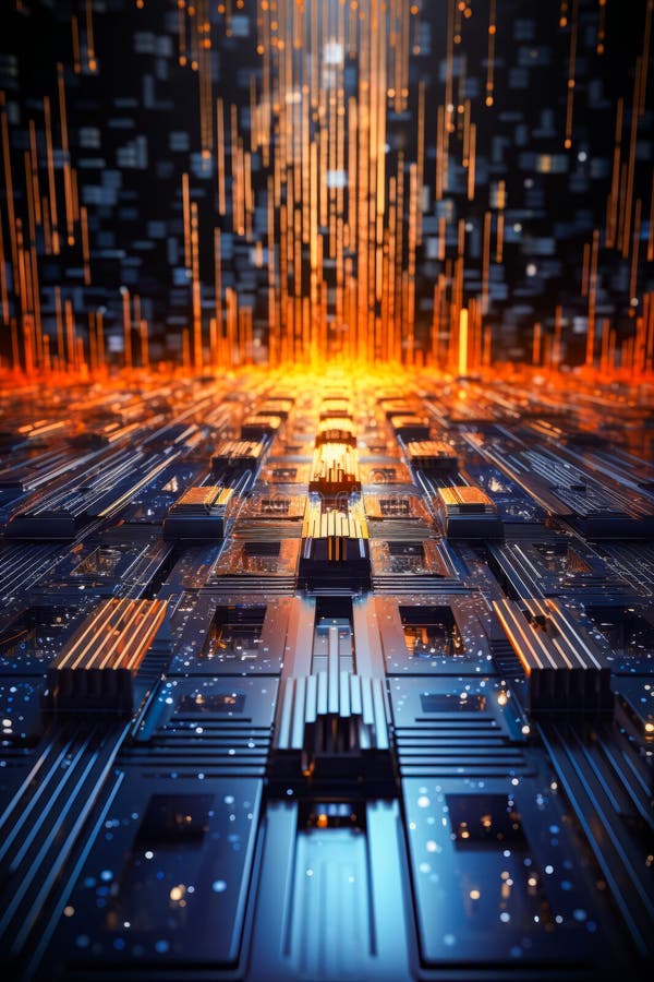 Computer generated image of large array of electronic components. Generative AI vector illustration