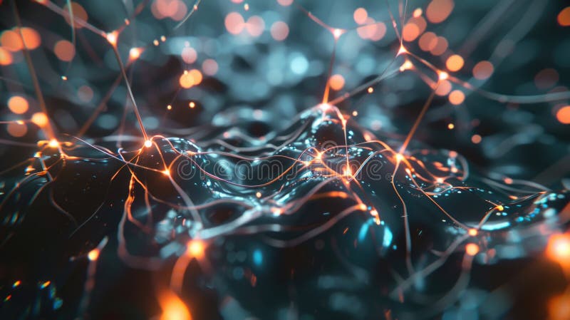 Computer generated image of a network of glowing lines stock image