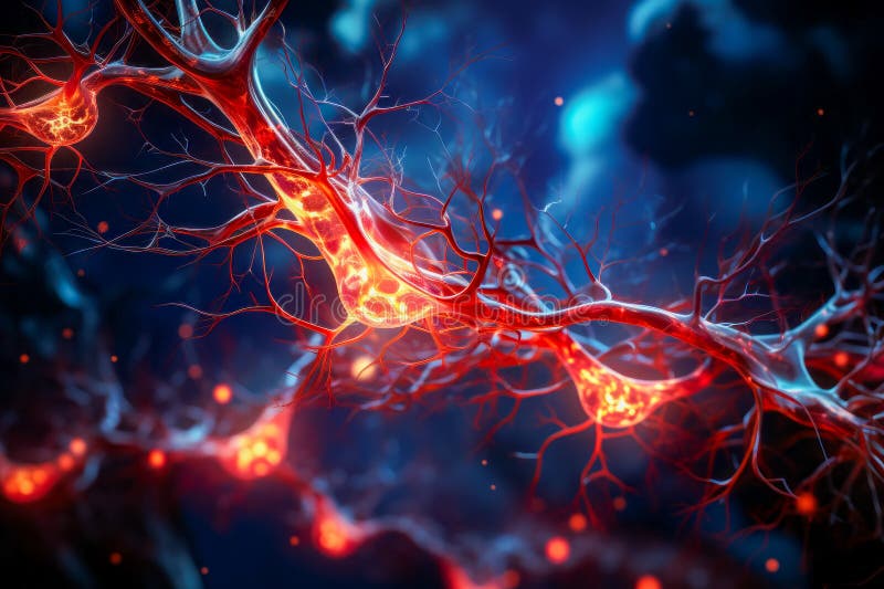 Computer generated image of red and blue tree branch. Generative AI royalty free stock photos