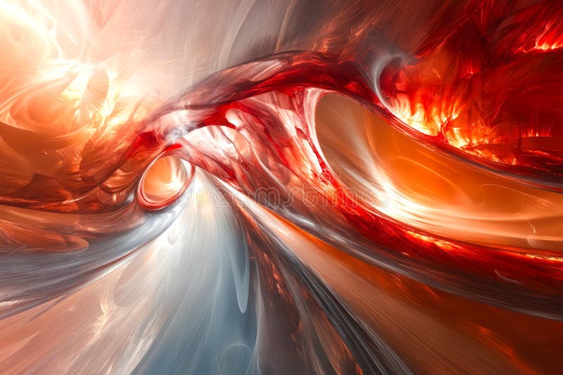 A computer generated image of a red and orange abstract design. Generative AI royalty free stock photo