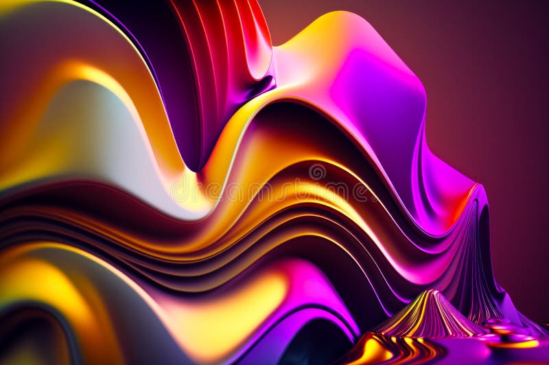 Computer generated image of wave of colored liquid or liquid paint on black background. Generative AI royalty free stock images