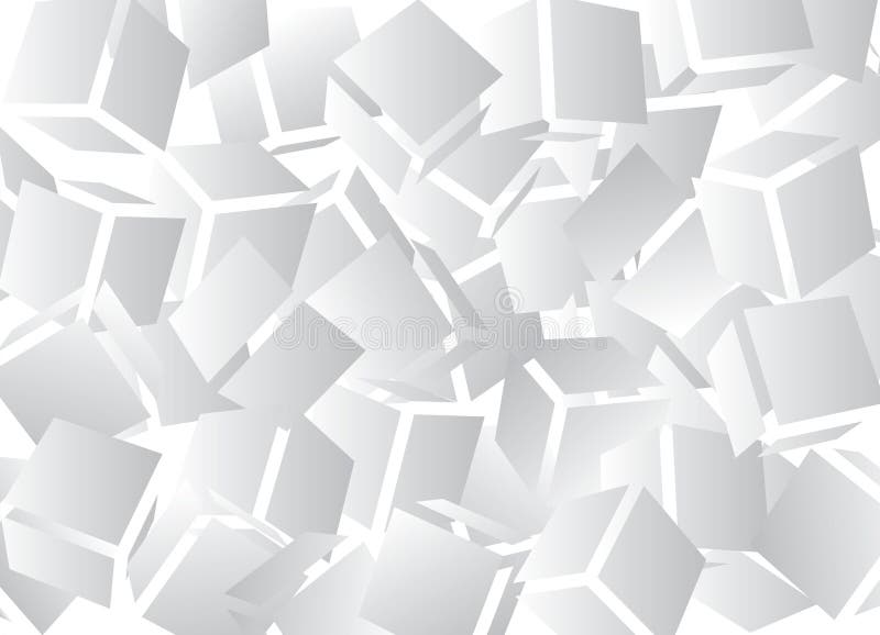 Computer generated loose, floating cubes pattern on white base, creating modern design royalty free illustration