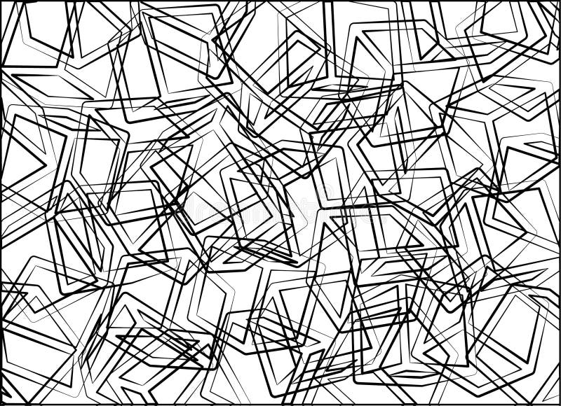 Computer generated loose, outlined 3D cubes overlapping, design on white base stock illustration