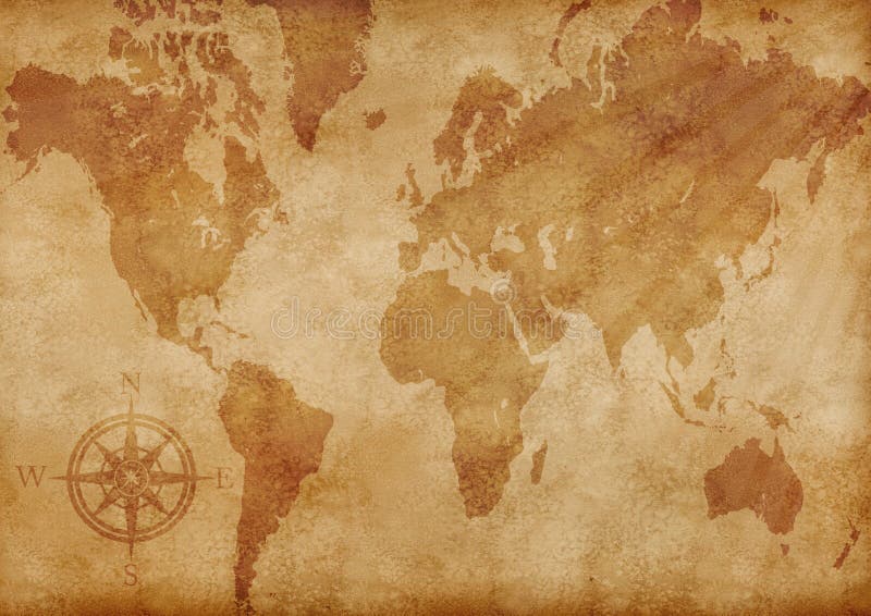 Computer generated old grunge map of the world