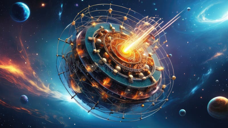 Computer Generated Space Station in Planetary Orbit stock photography