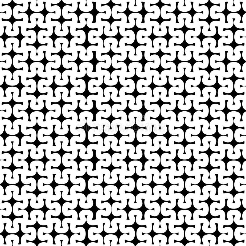 Computer generated strict puzzle pieces based, outlined monochrome pattern stock illustration